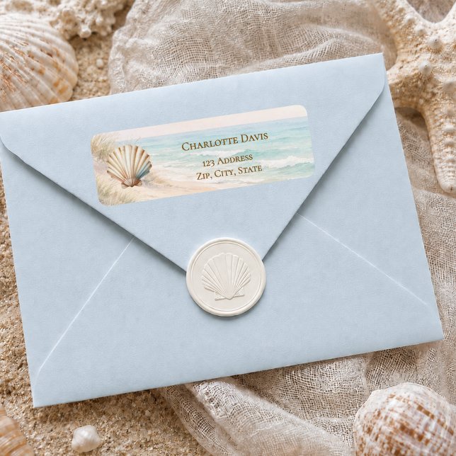 Beach coastal ocean shell return address  label (Creator Uploaded)