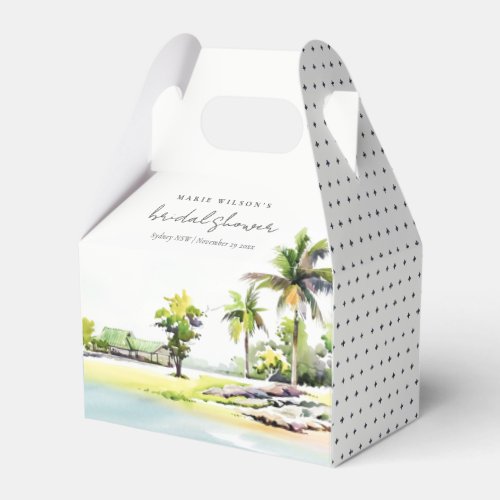 Beach Coastal Palm Trees Watercolor Bridal Shower Favor Boxes