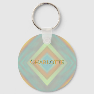 Beach Coastal Pastel Diamond Pattern Keychain