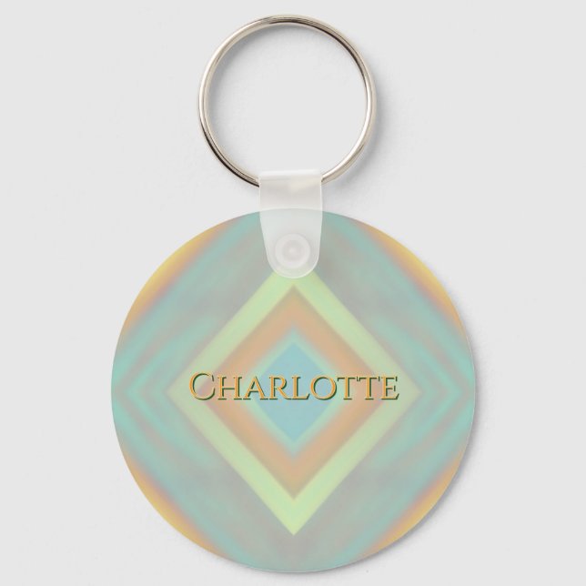  Beach Coastal Pastel Diamond Pattern Keychain (Front)