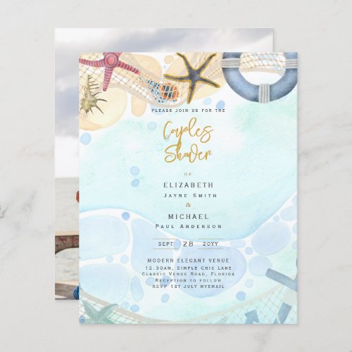 Beach Coastal Photo Couples Shower Invitation