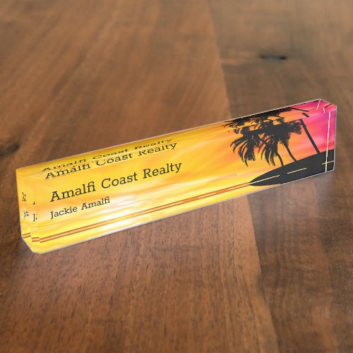 Beach Coastal Real Estate Agent Desk Name Plate