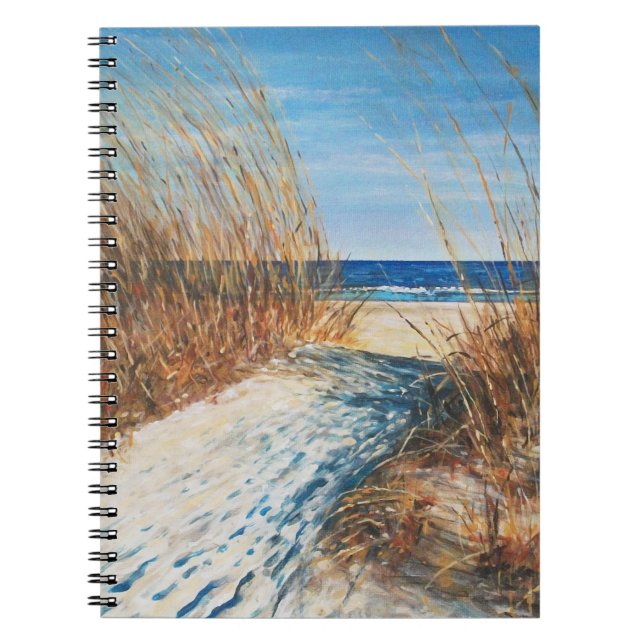 Beach Coastal Sand Dunes Painted Art Notebook (Front)