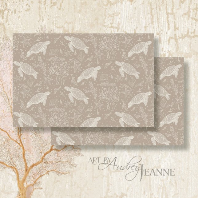 Beach Coastal Sea Turtle Starfish Tan Decoupage Tissue Paper (Creator Uploaded)