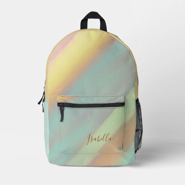 Beach Coastal Seashell Pattern Custom Name Printed Backpack (Front)