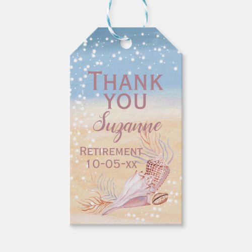 Beach Coastal Shell Retirement Party Favor  Gift Tags