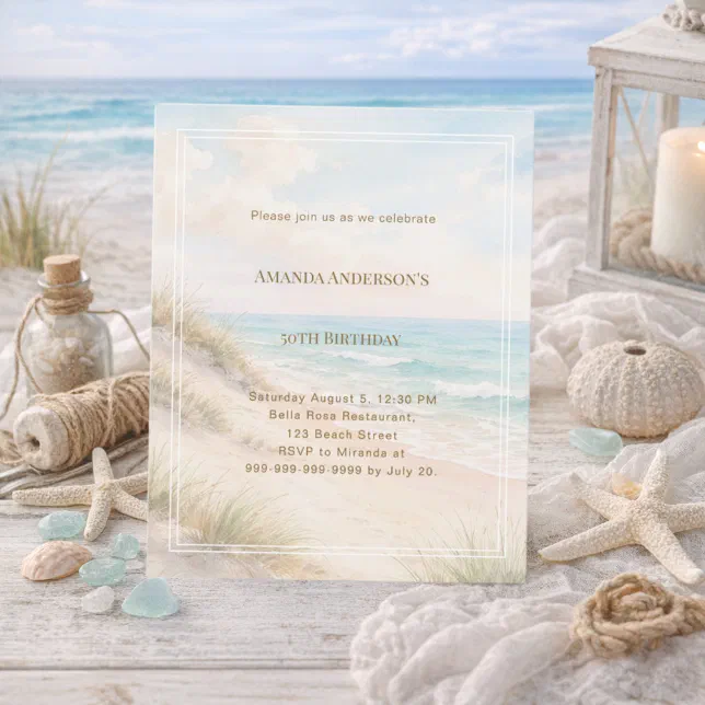 Beach coastal summer birthday invitation | Zazzle