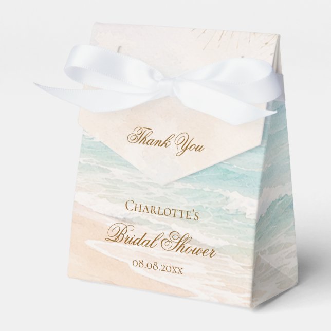 Beach coastal summer bridal shower favor boxes (Front Side)