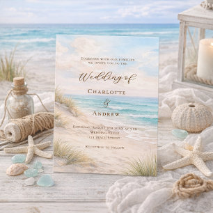 Beach coastal wedding invitation