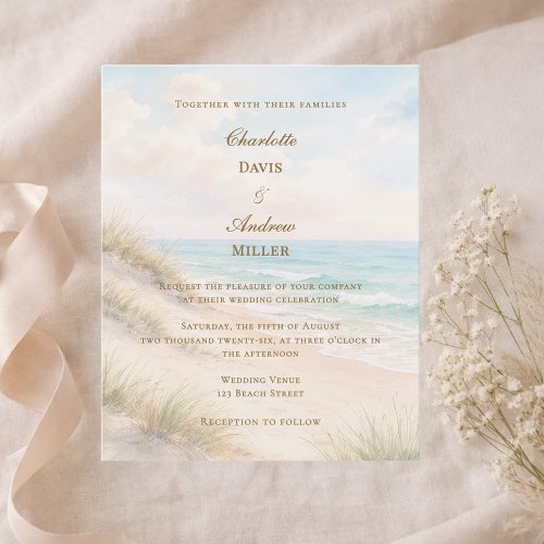 Beach coastal wedding invitation