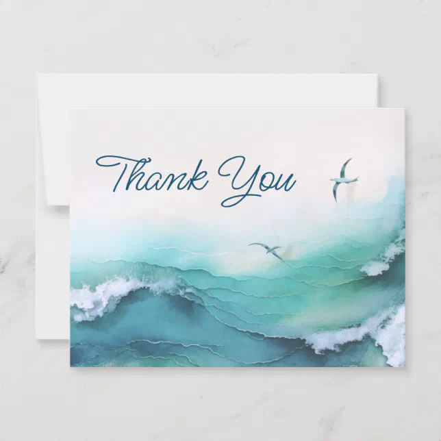 Beach Coastal Wedding Thank You Card | Zazzle