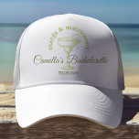 Beach Cocktail Margarita Bachelorette Trucker Hat<br><div class="desc">Margs & Matrimony retro bachelorette party weekend tote bags with a refreshing green color palette that brings a touch of tropical vibe to your celebration. Perfect gift for your girlies,  customize it with each guests name and let's get that party started.</div>