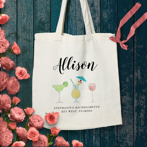 Beach Cocktails Bachelorette Bridesmaid Name Tote Bag