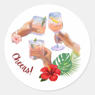 Beach Cocktails Party Classic Round Sticker