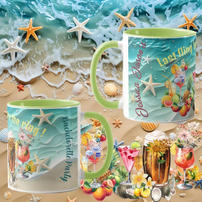Beach Cocktails Tropical Fruits Bachelorette Party Mug (Beach Cocktails Tropical Fruits Bachelorette Party Mug)