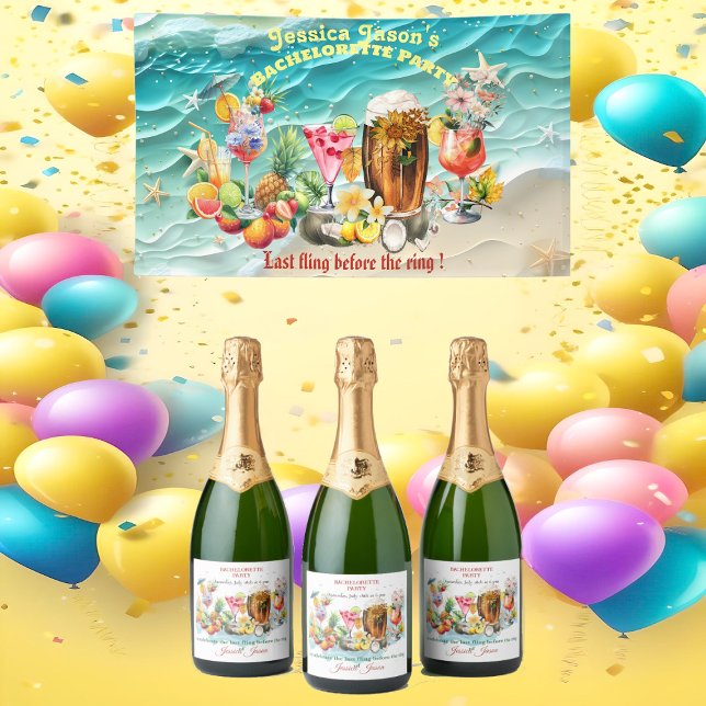 Beach Cocktails Tropical Fruits Bachelorette Party Sparkling Wine Label (Beach Cocktails Tropical Fruits Bachelorette Party Sparkling Wine Label)