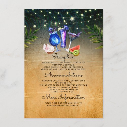 Beach Cocktails Wedding Information Guest Enclosure Card
