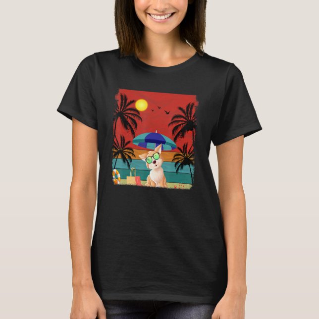 Beach Coconut Tree Retro American Eskimo Dog  Summ T-Shirt (Front)