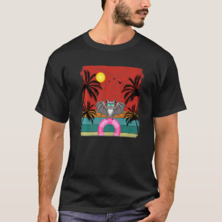 Beach Coconut Tree Retro Graphic Bat Summer T-Shirt