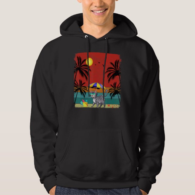 Beach Coconut Tree Retro Graphic Bobcats  Summer Hoodie (Front)