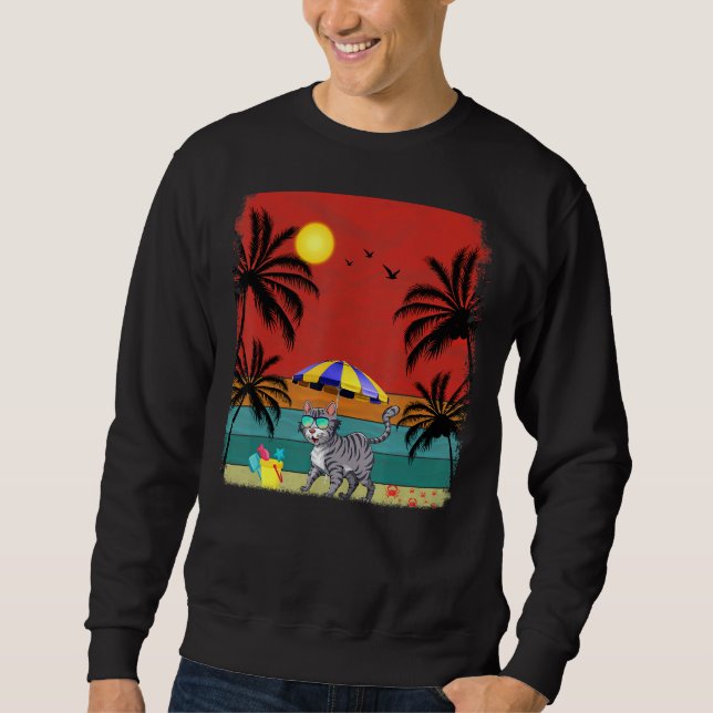 Beach Coconut Tree Retro Graphic Bobcats  Summer Sweatshirt (Front)