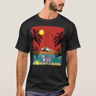 Beach Coconut Tree Retro Graphic Bobcats  Summer T-Shirt