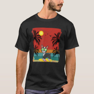 Beach Coconut Tree Retro Graphic Boston Terrier S T-Shirt