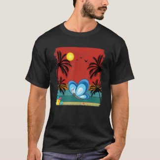 Beach Coconut Tree Retro Graphic Butterfly Summer T-Shirt
