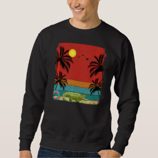 Beach Coconut Tree Retro Graphic Crocodiles  Summe Sweatshirt