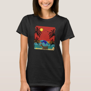 Beach Coconut Tree Retro Graphic Dachshund Dog Su T-Shirt