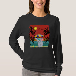 Beach Coconut Tree Retro Graphic Elephant Summer T-Shirt