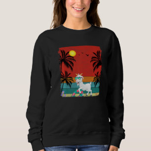 Beach Coconut Tree Retro Graphic Goat Summer Sweatshirt