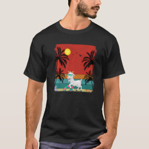 Beach Coconut Tree Retro Graphic Goat Summer T-Shirt