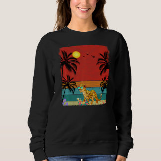Beach Coconut Tree Retro Graphic Jaguar Summer Sweatshirt