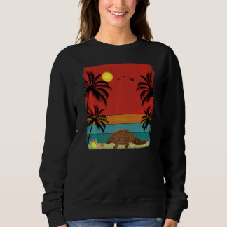 Beach Coconut Tree Retro Graphic Pangolins  Summer Sweatshirt