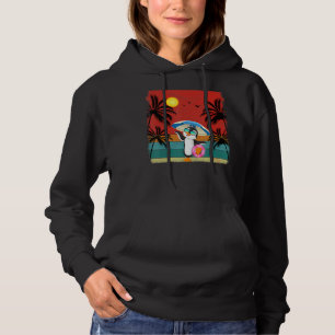 Beach Coconut Tree Retro Graphic Penguin Summer Hoodie