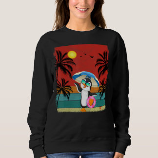 Beach Coconut Tree Retro Graphic Penguin Summer Sweatshirt