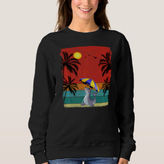 Beach Coconut Tree Retro Graphic Sea Lion  Summer Sweatshirt