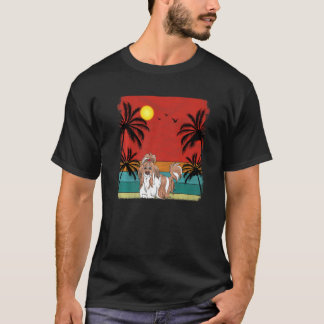 Beach Coconut Tree Retro Graphic Shih Tzu Dog Sum T-Shirt