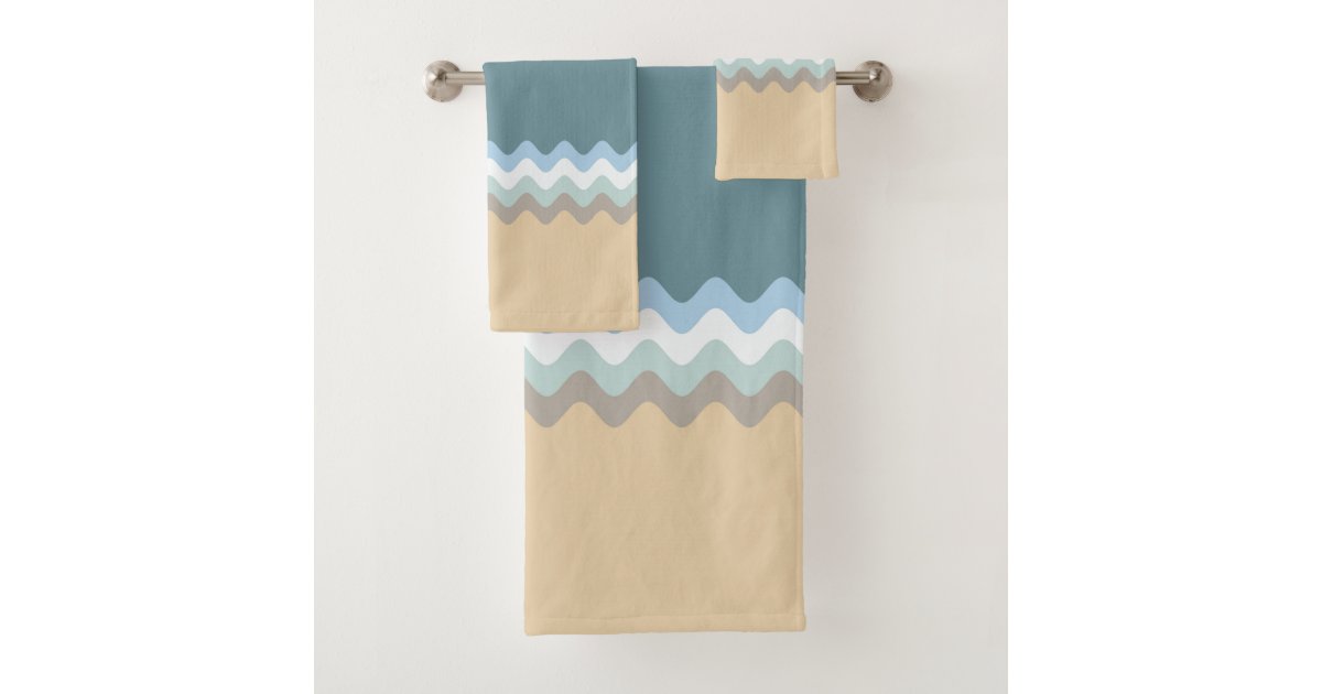 Beach Color Light Brown Sand Beige, Turquoise And Brown Shower Curtain Set