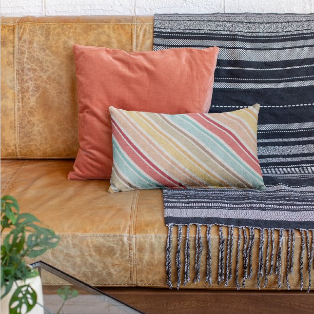 Beach Color Scheme Striped Throw Pillow (Creator Uploaded)