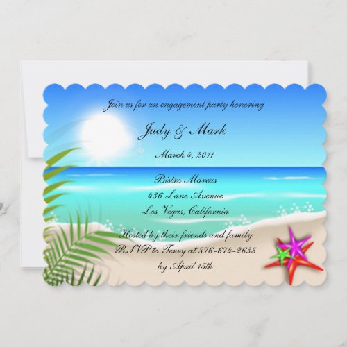 Beach Colorful Starfish Engagement Party Invite
