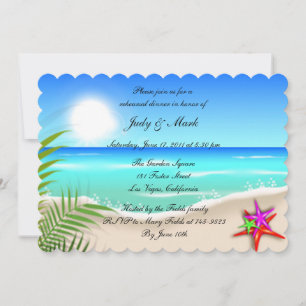 Beach Colorful Starfish Rehearsal Dinner Invite