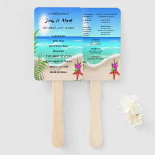 Beach Colorful Starfish Wedding Program Fans