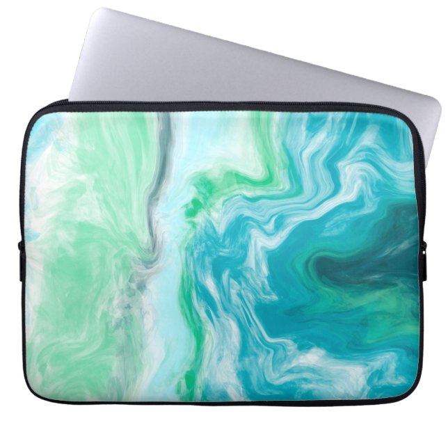 Beach Colors Blue and Turquoise Ocean Waves Laptop Sleeve (Front)