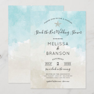 Beach Colors Couples stock the bar wedding shower Invitation
