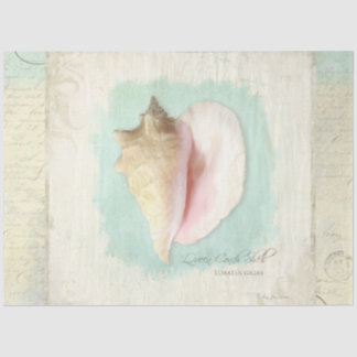 Beach Conch Sea Shell Blue Watercolor Decoupage Tissue Paper