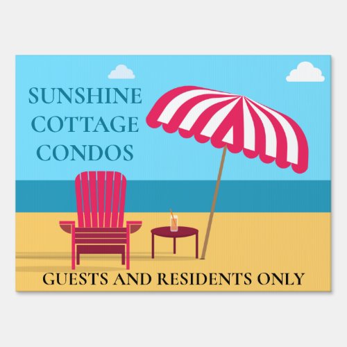 Beach Condo Complex Guests and Residents Only Yard Sign
