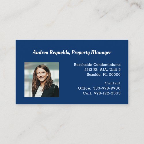 Beach Condo Property Manager Photo template Business Card
