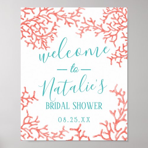 Beach Coral Reef Bridal Shower Welcome Poster